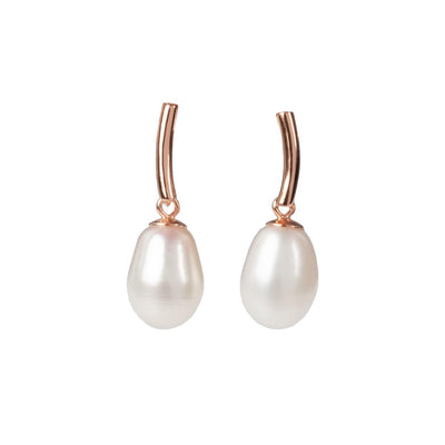 DayCharm Pearl Drop Earrings - Rose Gold and Silver