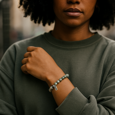PUUR Stone Balance Armband – Groen Jaspis & Zilveraccenten