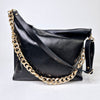 Black Leather Hobo Bag - Large