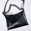 Black Leather Hobo Bag - Small