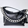 Black Leather Hobo Bag - Small