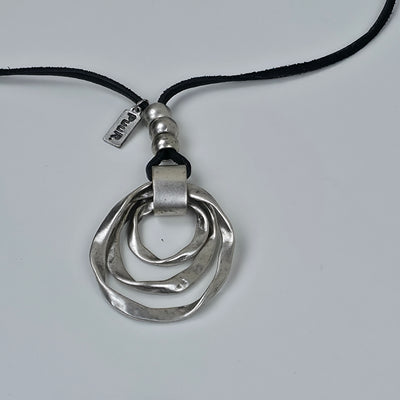 PUUR Zwart Koord Ketting – Organische Hanger