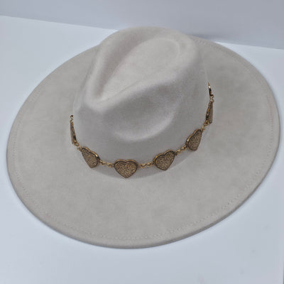 MICHELLE Suede Fedora Hat met Hartjesband