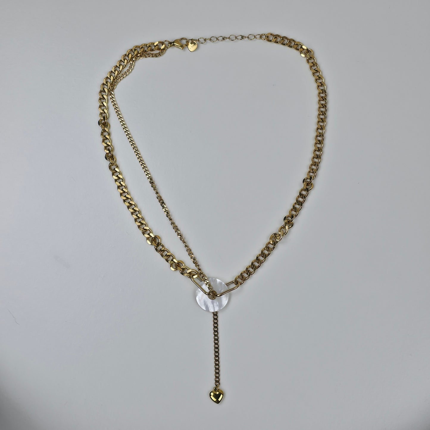 IM Pearl Disc & Heart Necklace