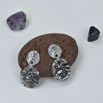 IM Hammered Silver Drop Earrings