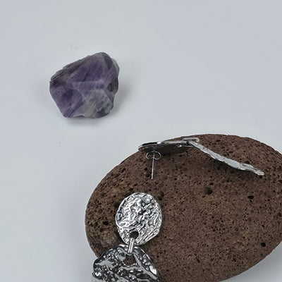 IM Hammered Silver Drop Earrings