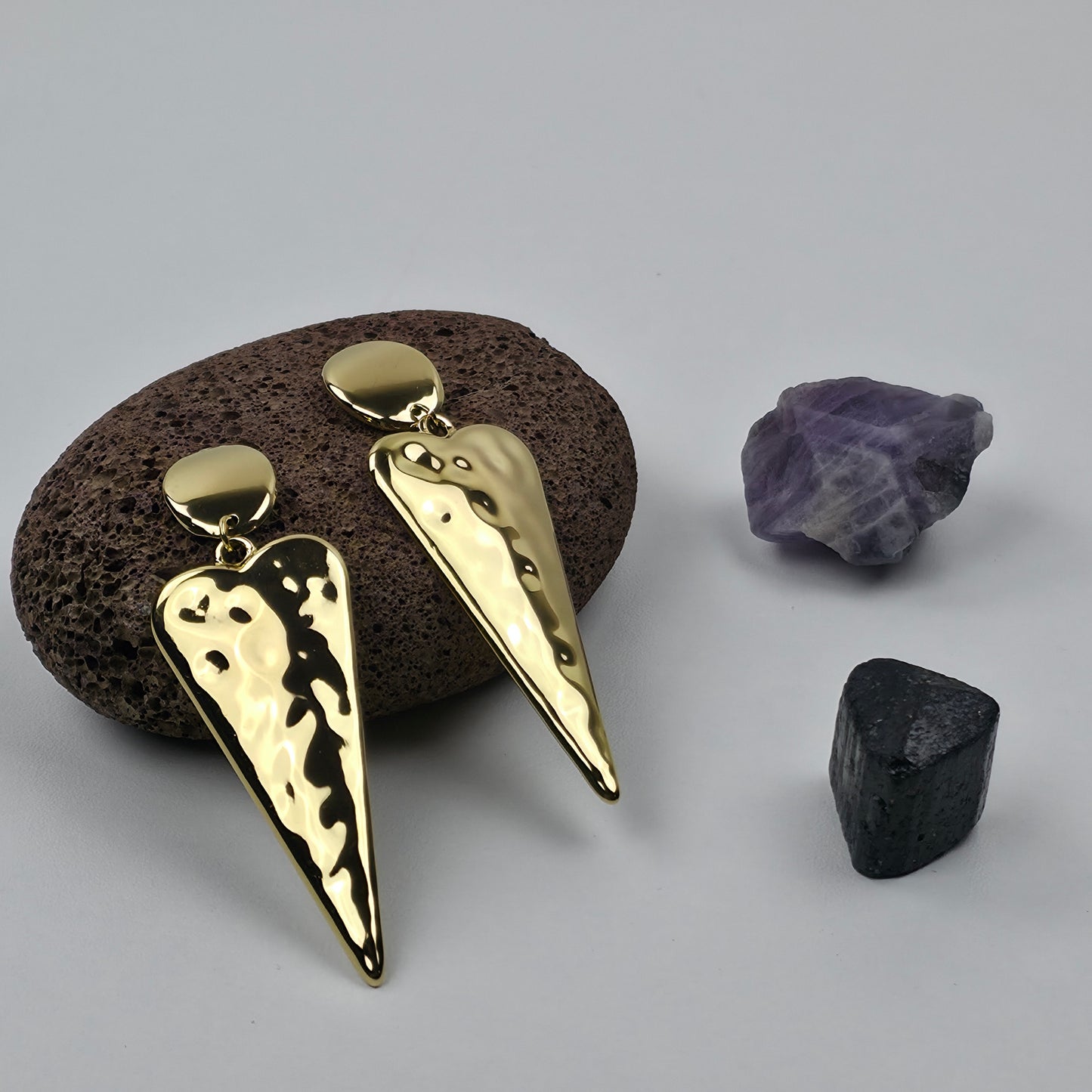 IM Hammered Heart Drop Earrings