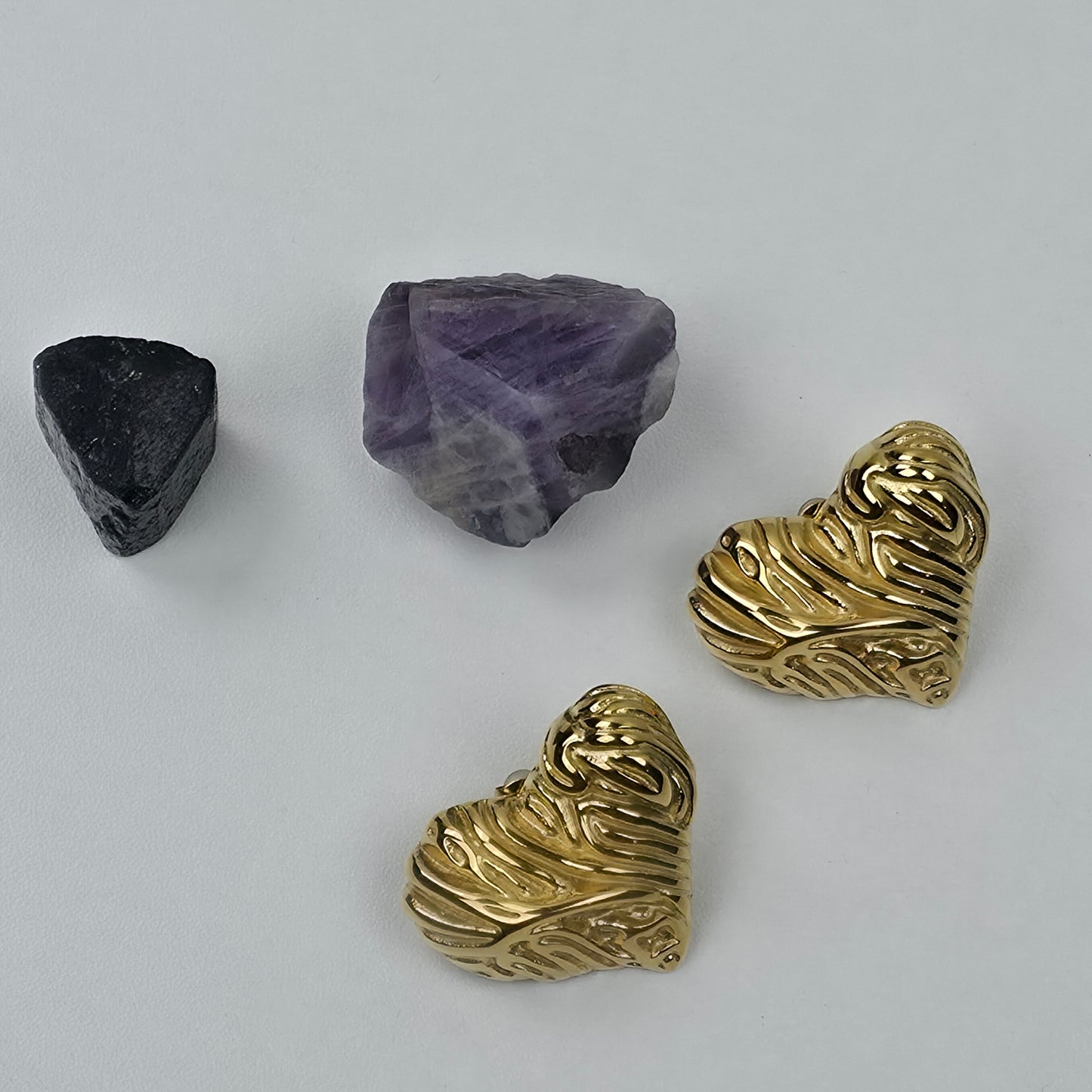 IM Textured Heart Stud Earrings