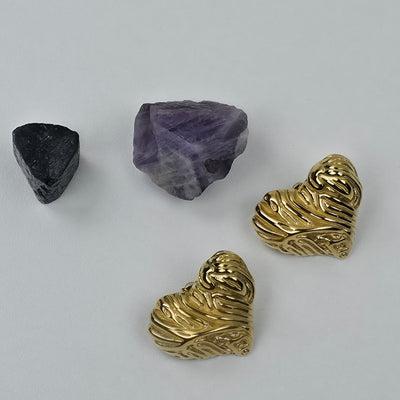 IM Textured Heart Stud Earrings