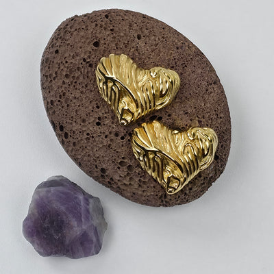 IM Textured Heart Stud Earrings