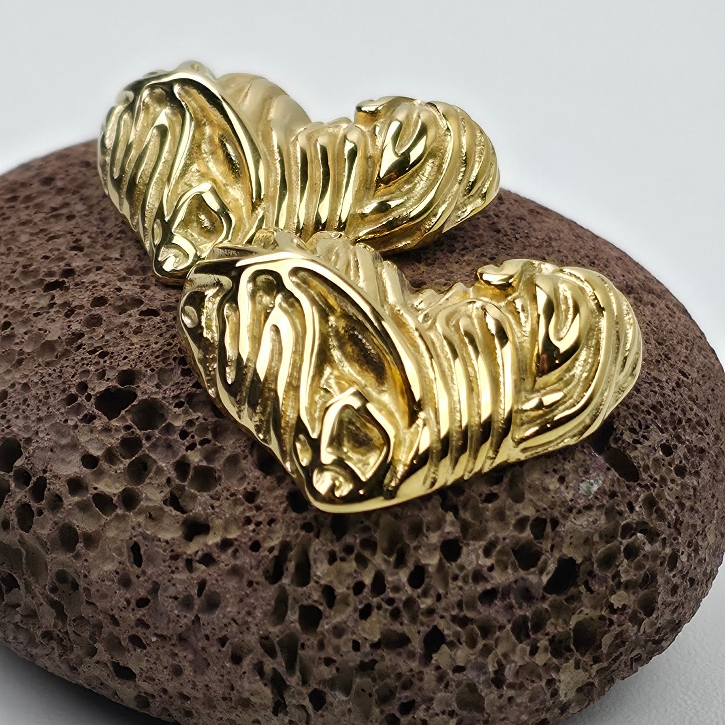 IM Textured Heart Stud Earrings