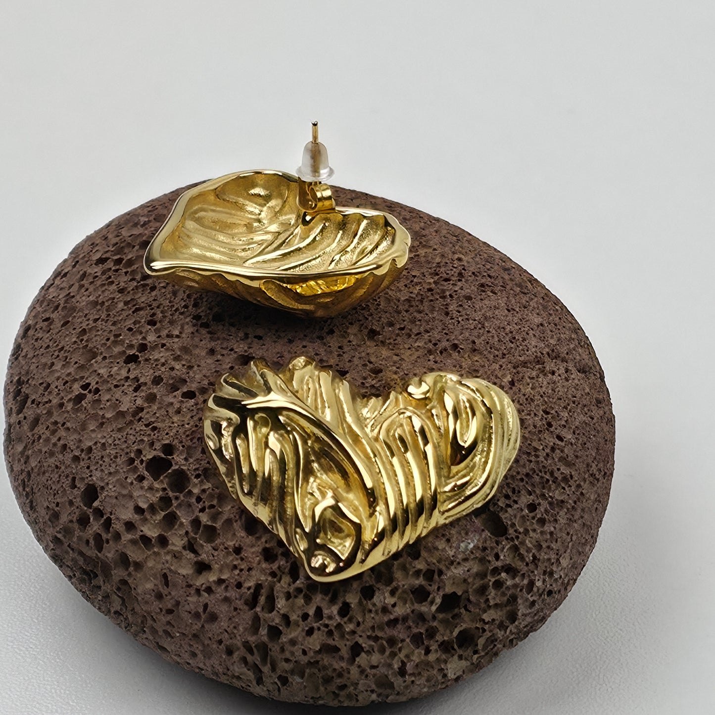 IM Textured Heart Stud Earrings