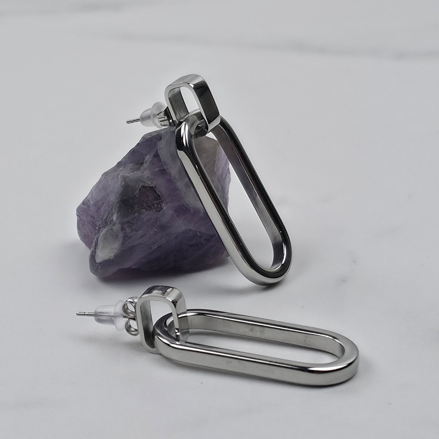 Modern Rectangle Link Earrings