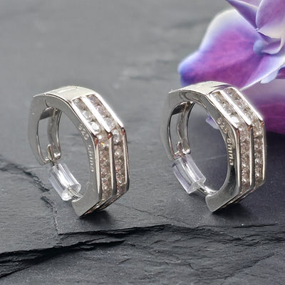 Geometric Sparkle Hoop Earrings