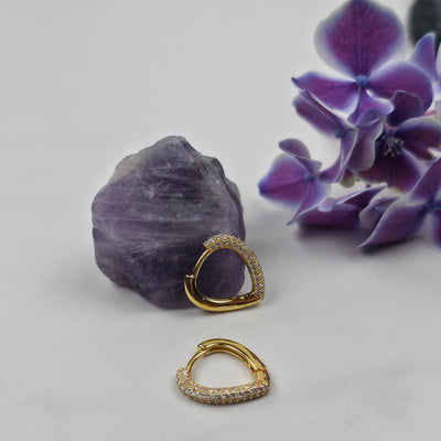 Heart Pavé Hoop Earrings