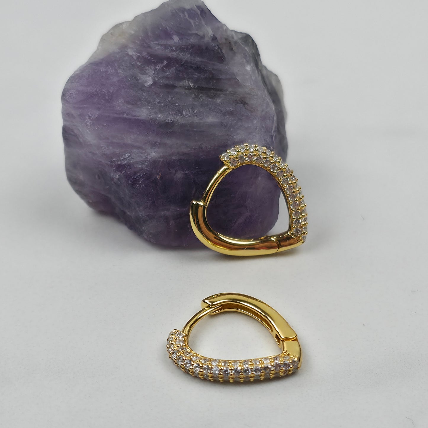Heart Pavé Hoop Earrings