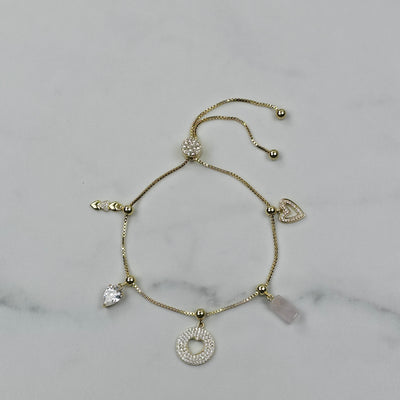 Charm Bracelet met Hart & Strass Hangers