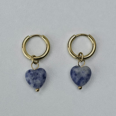 Goudkleurige Hoops met Blauwe Hartsteen