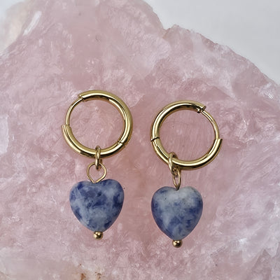 Goudkleurige Hoops met Blauwe Hartsteen