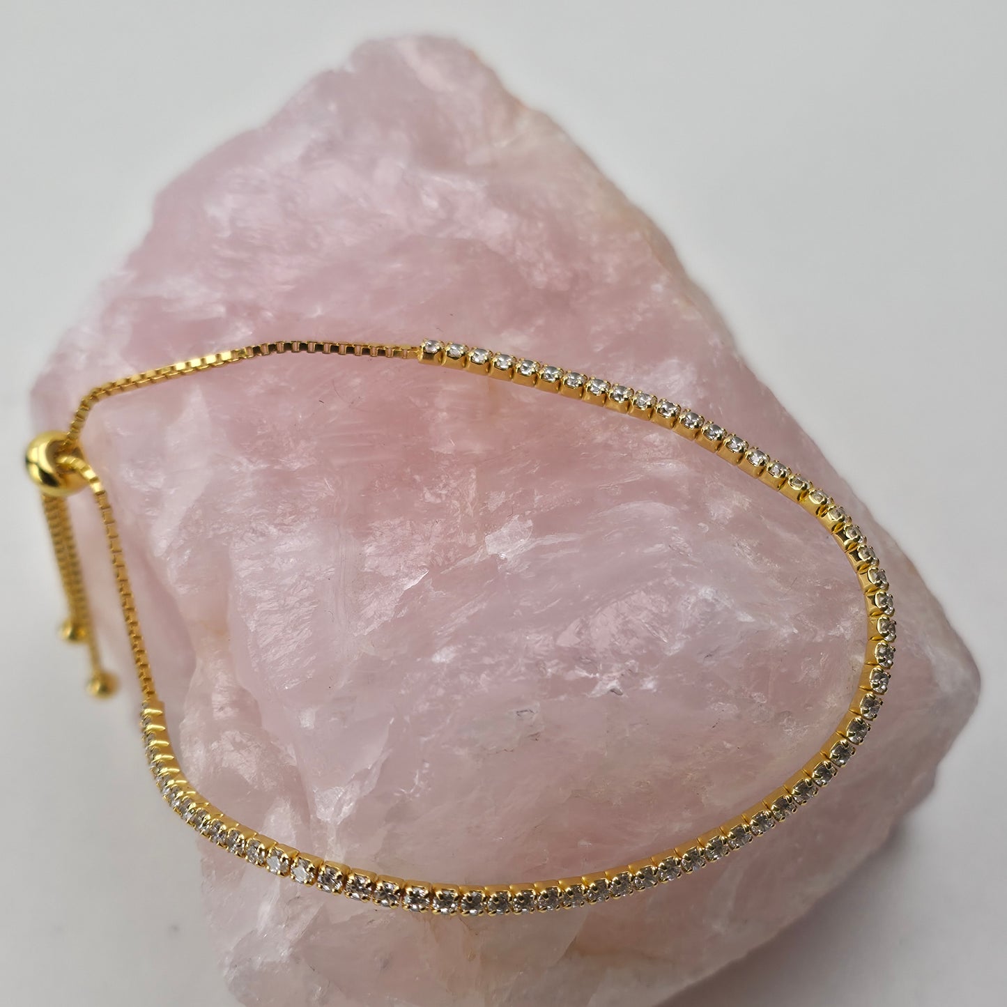 Goudkleurige Tennis Armband met Strass