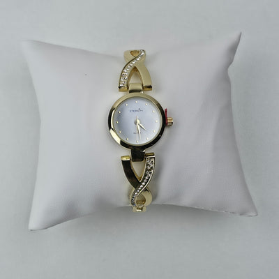 Elegant Crystal Bracelet Watch Silver & Gold