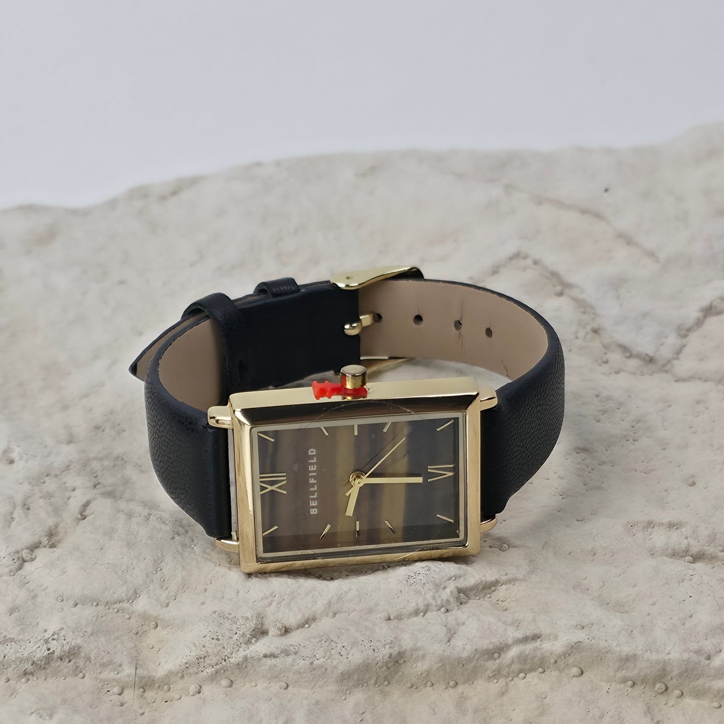 Rectangular Leather Strap Watch