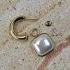 Goudkleurige Hoops met Vierkante Parel Hanger