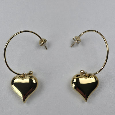 Goudkleurige Hoops met Hart Hangers – 6 cm