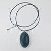 Handgemaakte Ovale Hanger Ketting – 75 cm (Lichtblauw & Diepblauw Dubbelzijdig)