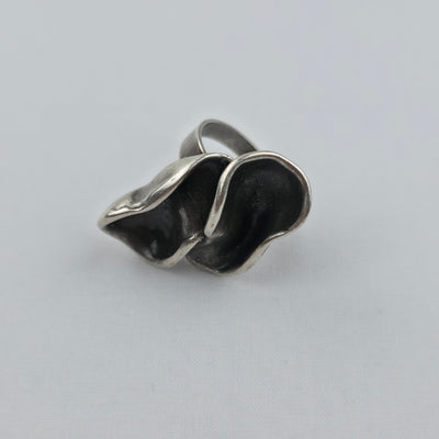 Handgemaakte Zilverkleurige Organische Ring