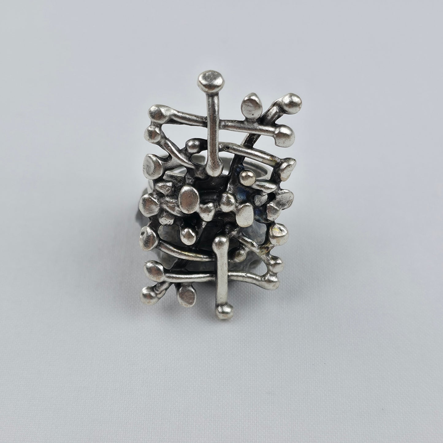 Handgemaakte Zilverkleurige Organische Statementring