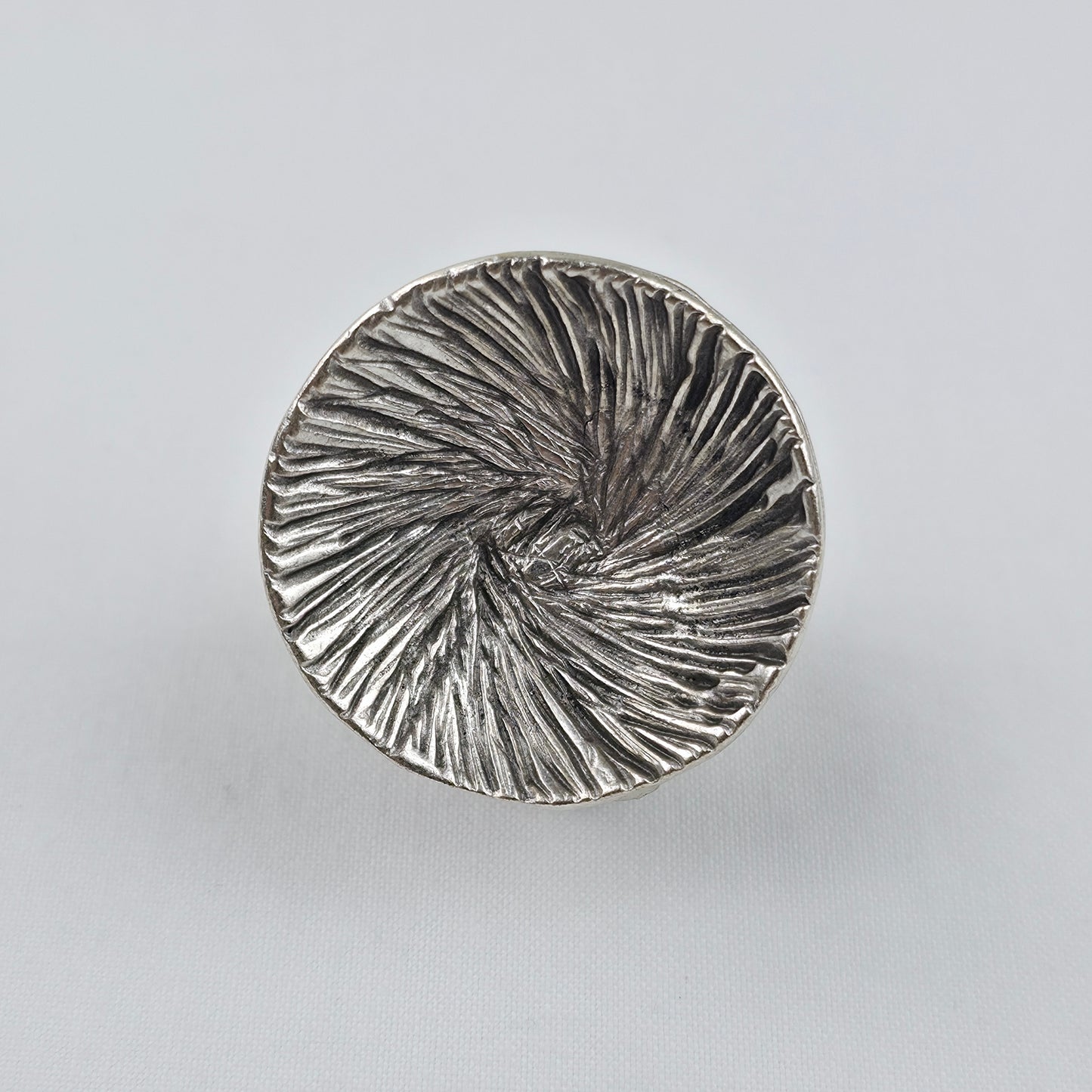 Handgemaakte Zilverkleurige Textuur Statementring