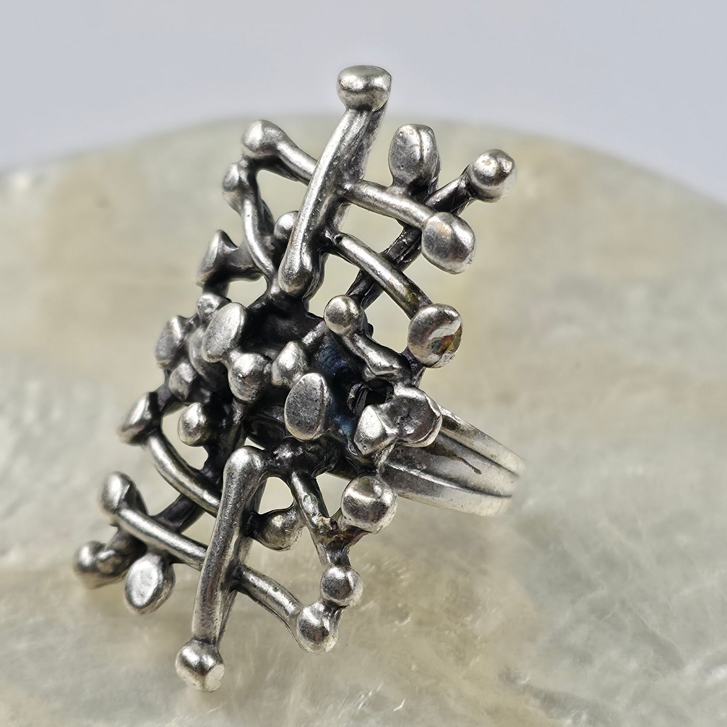 Handgemaakte Zilverkleurige Organische Statementring