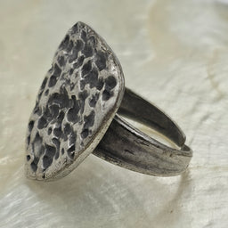Handgemaakte Zilverkleurige Organische Textuur Ring