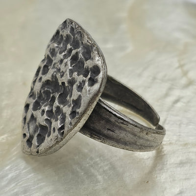 Handgemaakte Zilverkleurige Organische Textuur Ring