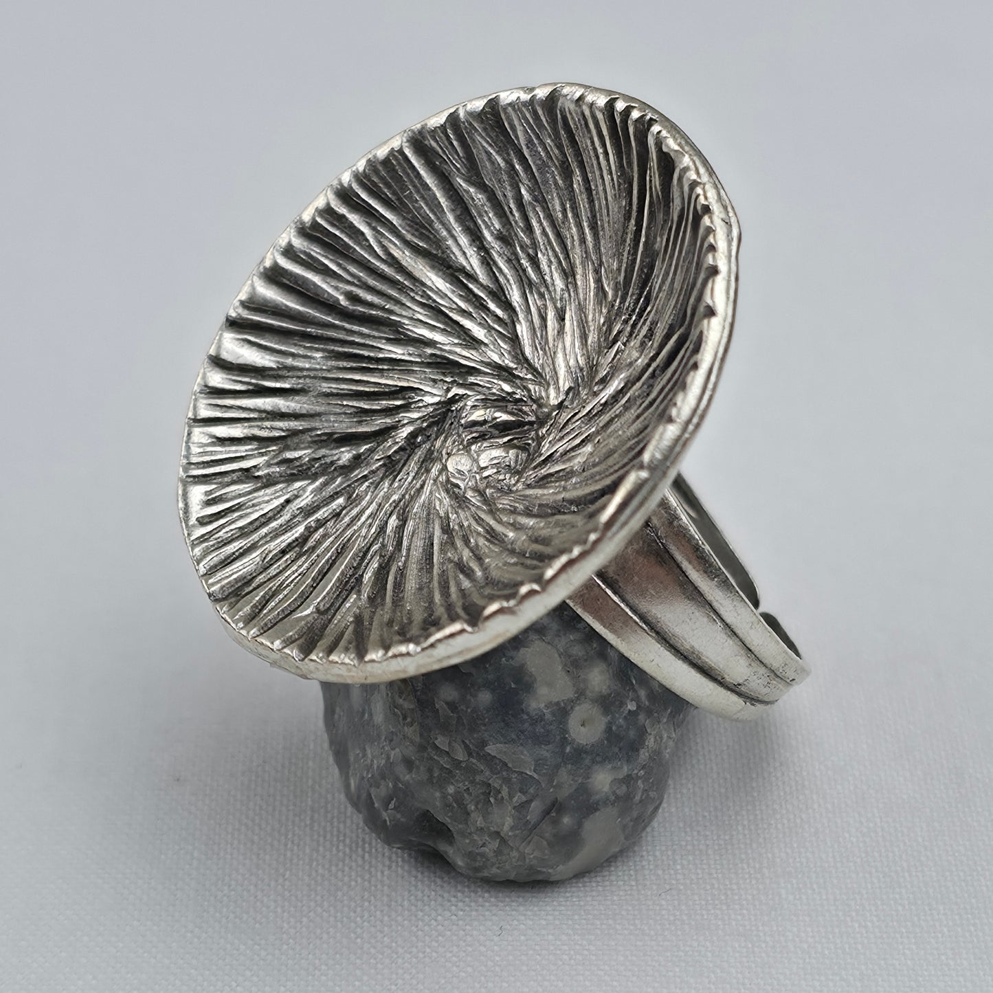 Handgemaakte Zilverkleurige Textuur Statementring