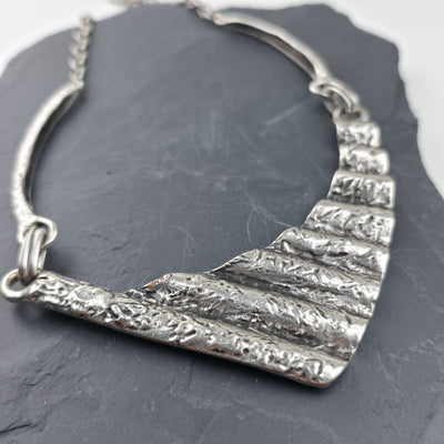 Handgemaakte Zilverkleurige Structuurhalsketting