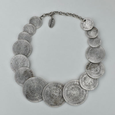 Handgemaakte Zilverkleurige Cirkelstructuur Ketting