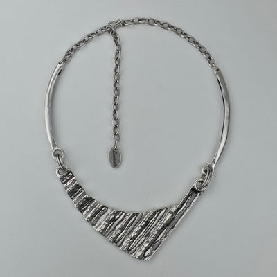 Handgemaakte Zilverkleurige Structuurhalsketting