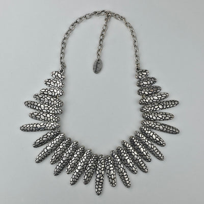 Handgemaakte Zilverkleurige Textuur Statementketting