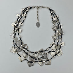 Handgemaakte Zilverkleurige Vierkantjes Statementketting