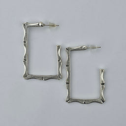 Handgemaakte Zilverkleurige Rechthoekige Textuur Oorbellen