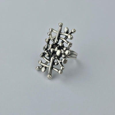 Handgemaakte Zilverkleurige Organische Statementring