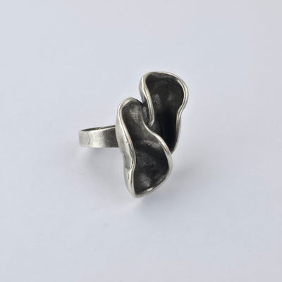 Handgemaakte Zilverkleurige Organische Ring