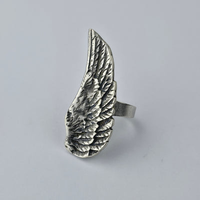 Handgemaakte Zilverkleurige Vleugelring