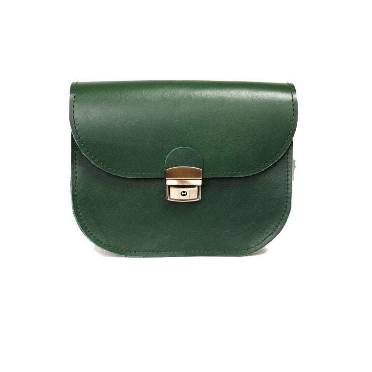 Natural Leather Saddle Bag Medium – Green