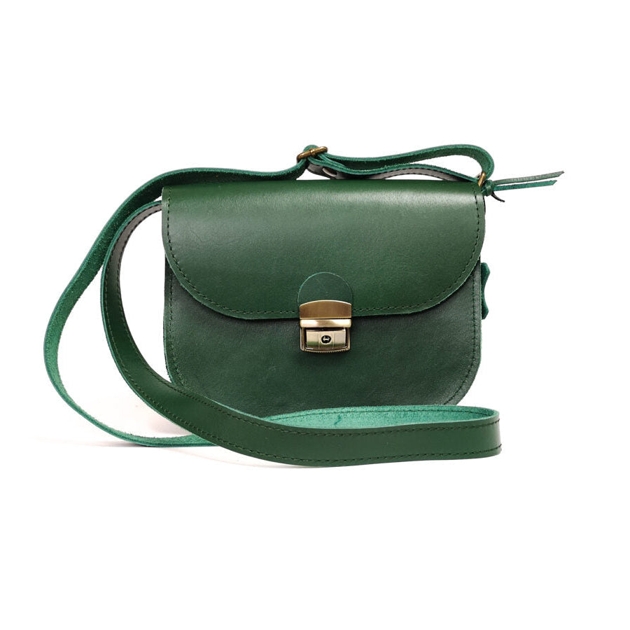 Natural Leather Saddle Bag Medium – Green