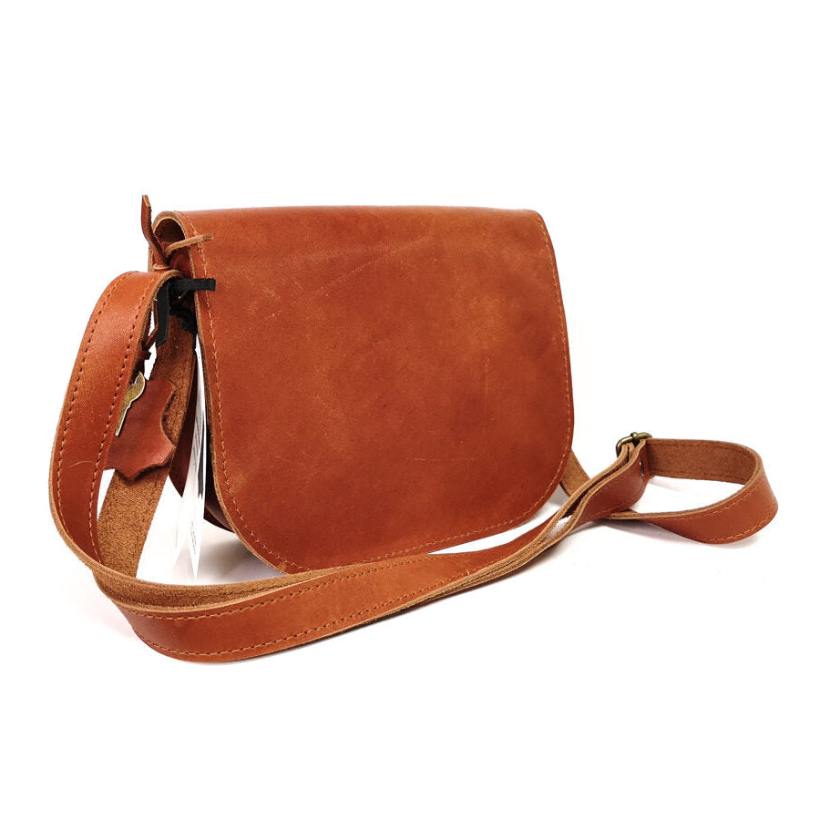 Natural Leather Saddle Bag Medium – Light Brown