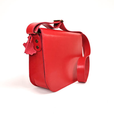 Natural Leather Saddle Bag Large – Red