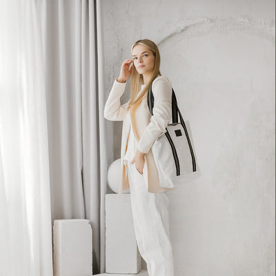 White Denim Tote Bag